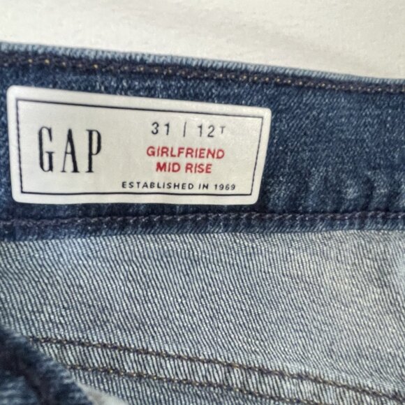 Gap Girlfriend Jeans Mid Rise Relaxed Fit Ankle Length Size 12 TALL Long - Picture 12 of 13